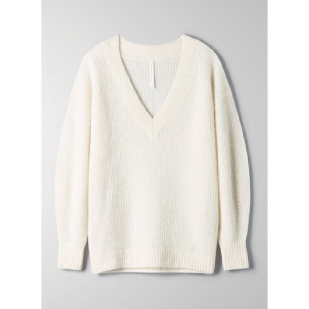 White V-Neck Klein Sweater